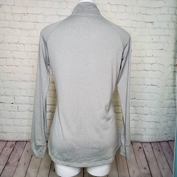 Under Armour Gray Quarter Zip Semi Fitted Longsleeve Shirt Size M - Picture 4 of 10